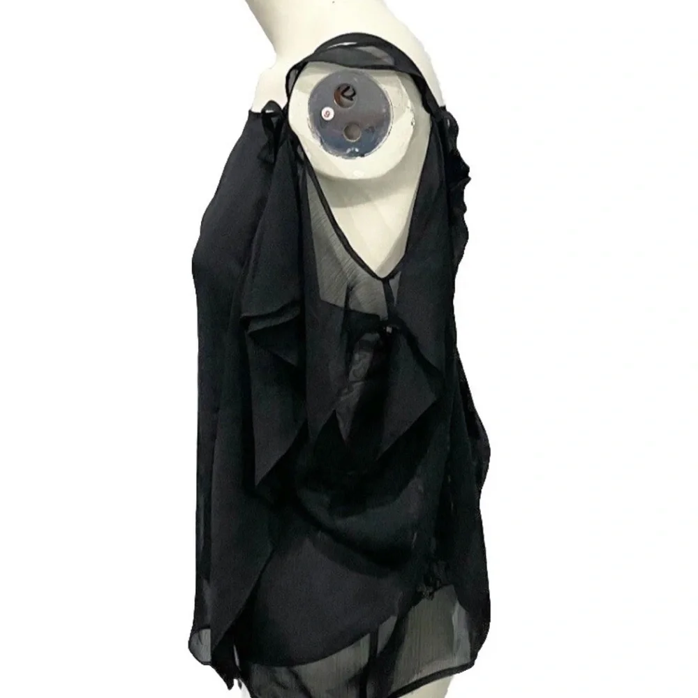 Jessica Simpson Black Sheer Ruffled Blouse - Picture 2 of 15